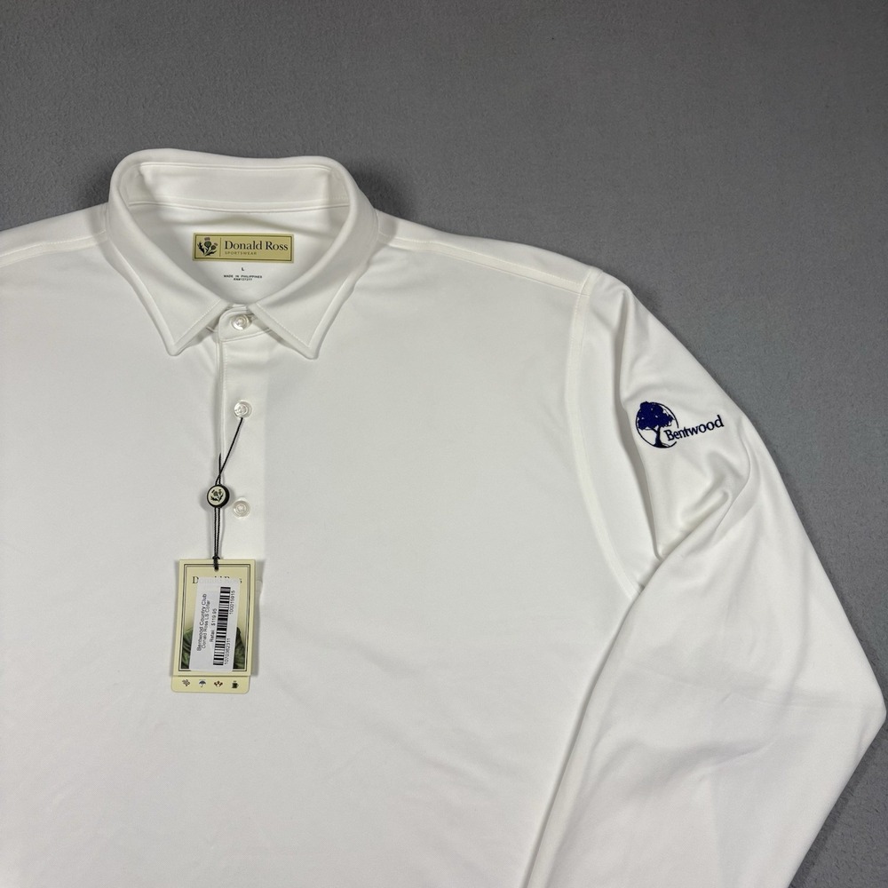 NWT Donald Ross Bentwood Country Club Long Sleeve Polo White Men’s Large